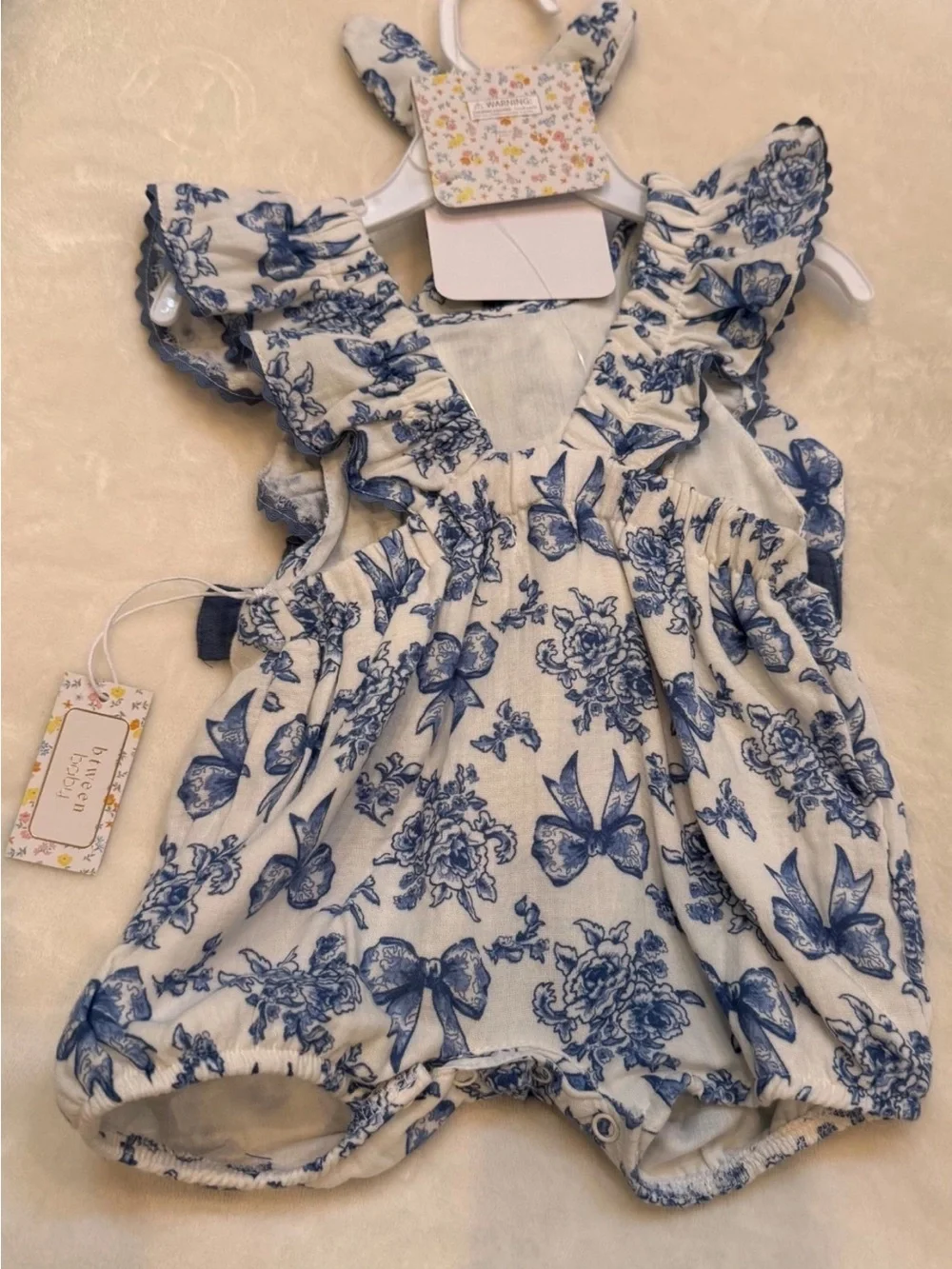 Vintage Style Floral Infant Romper with Matching Bunny Toy